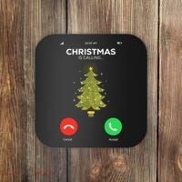 Christmas Is Calling Christmas Pajama Funny XMas Tree Coaster thumb 0