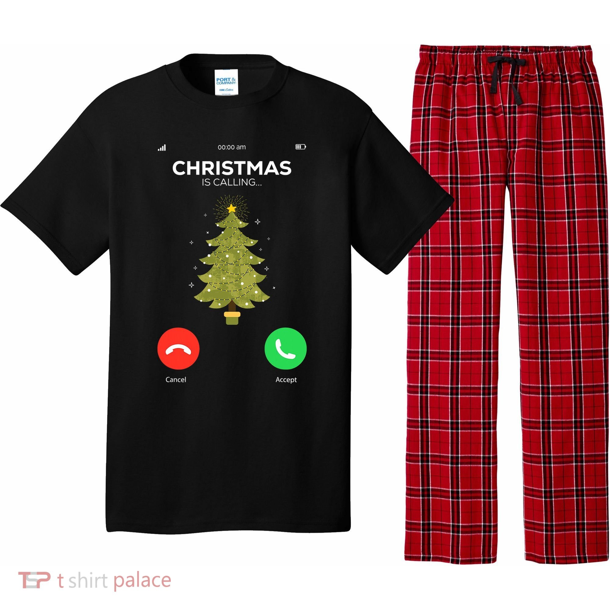 Christmas Is Calling Christmas Pajama Funny XMas Tree Pajama Set