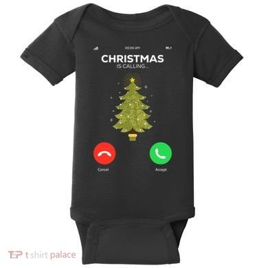 Christmas Is Calling Christmas Pajama Funny XMas Tree Baby Bodysuit