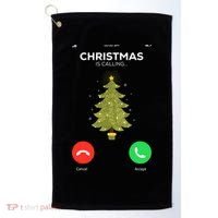 Christmas Is Calling Christmas Pajama Funny XMas Tree Golf Towel thumb 0