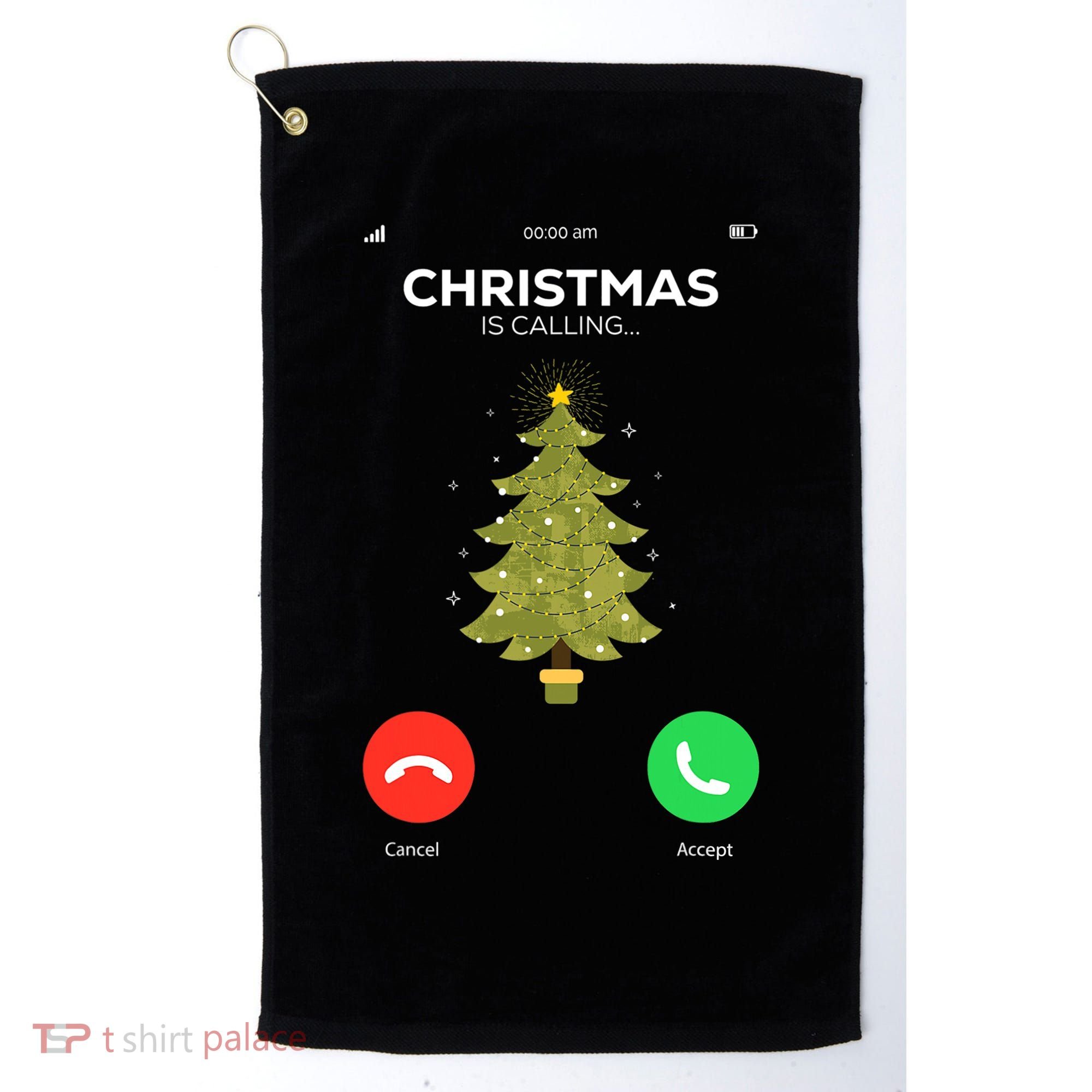 Christmas Is Calling Christmas Pajama Funny XMas Tree Golf Towel