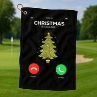 Christmas Is Calling Christmas Pajama Funny XMas Tree Golf Towel thumb 1