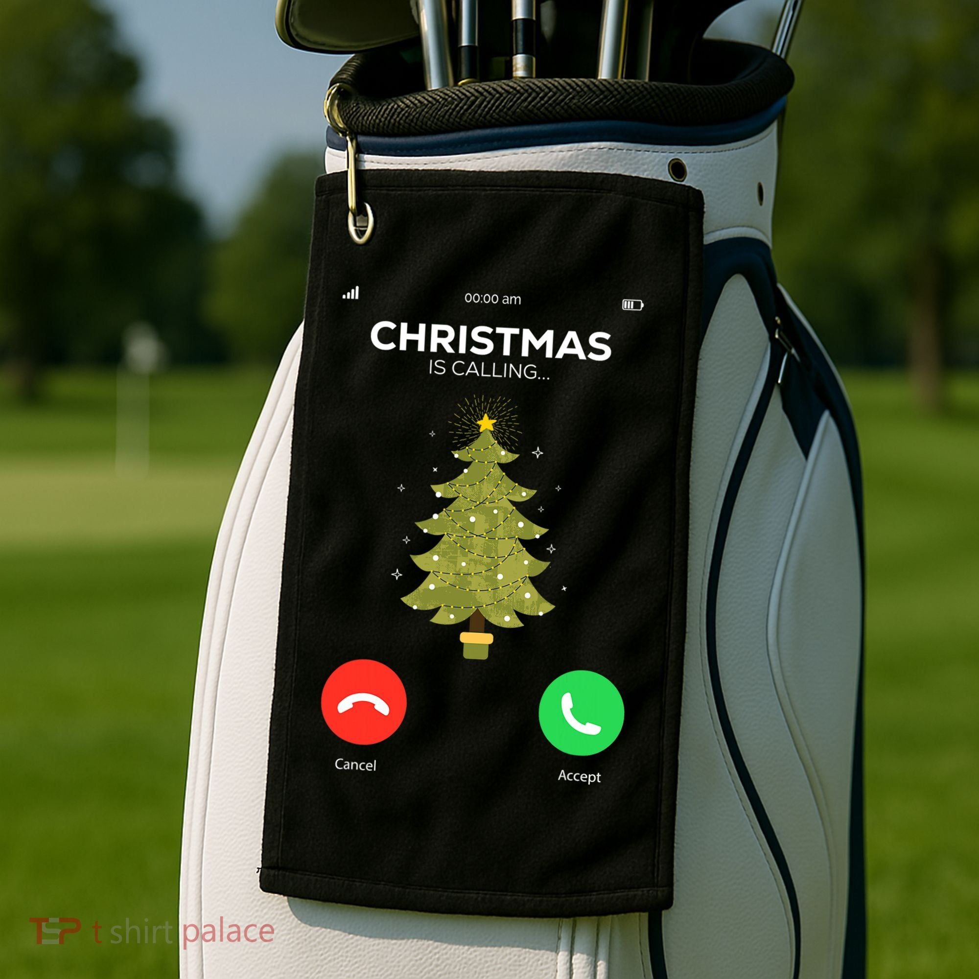 Christmas Is Calling Christmas Pajama Funny XMas Tree Golf Towel