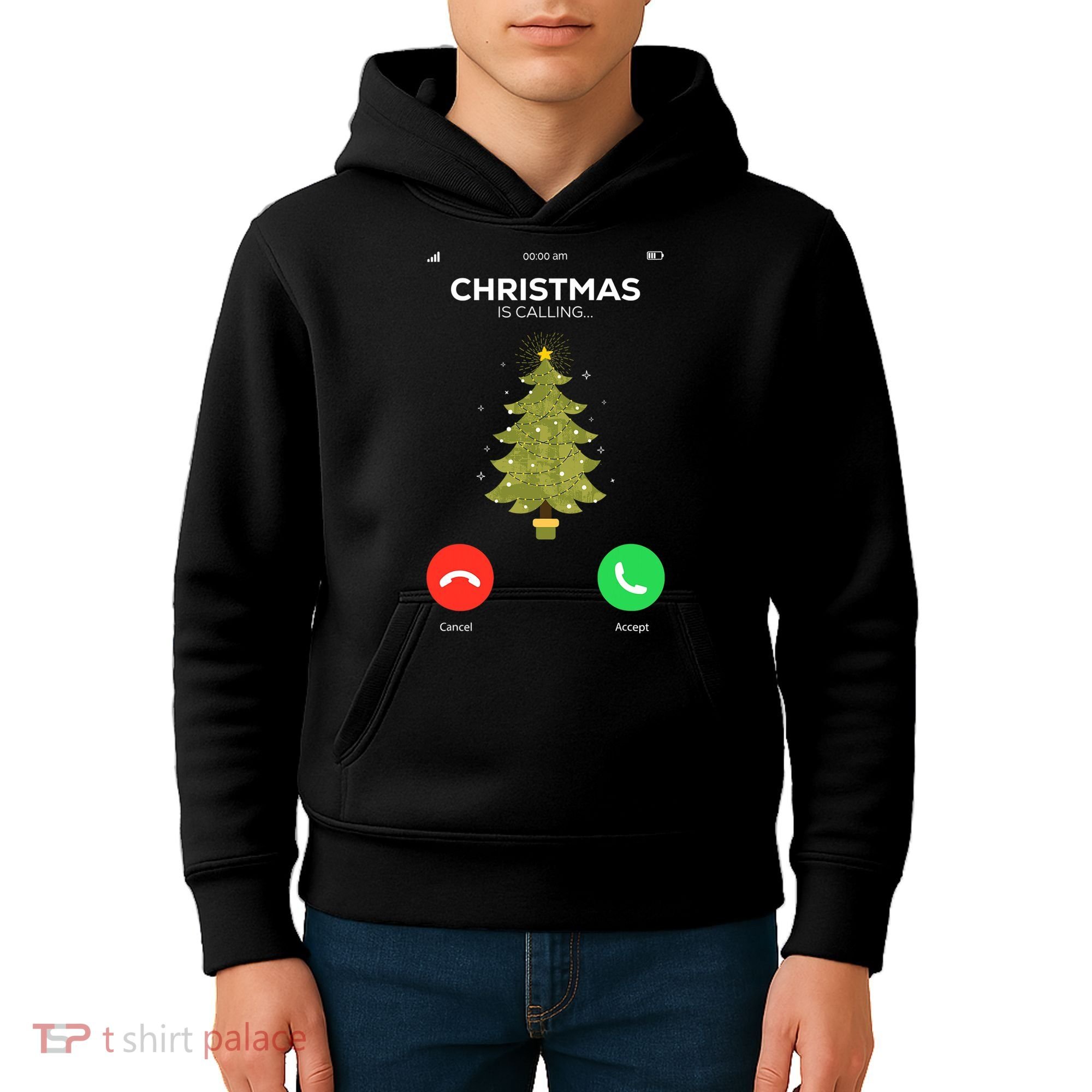 Christmas Is Calling Christmas Pajama Funny XMas Tree Kids Hoodie