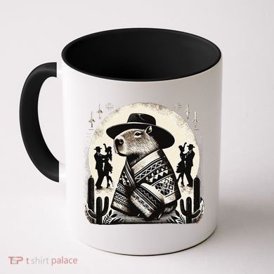 Capybara In Cowboy Hat And Poncho Dance Mexico Coffee Mug