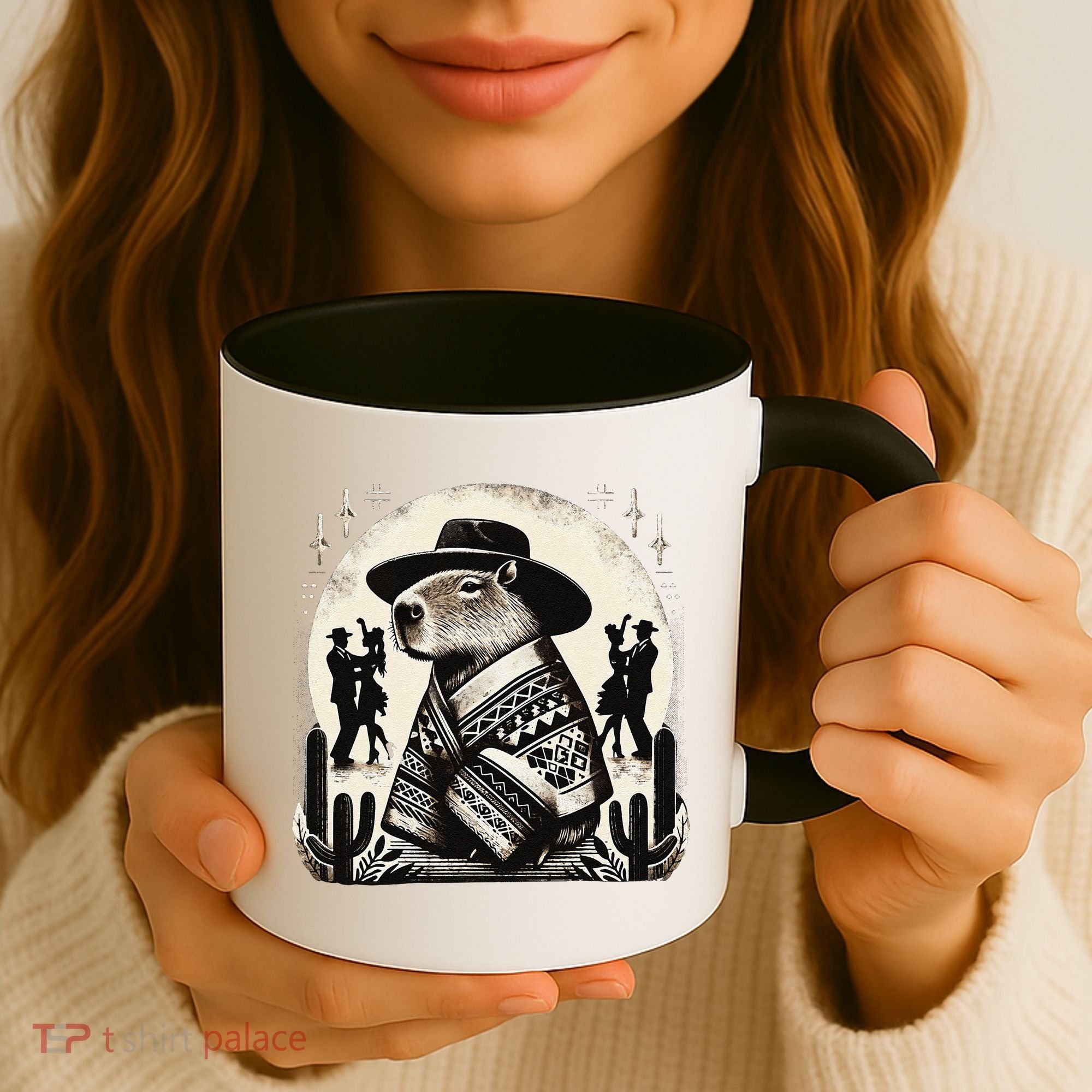Capybara In Cowboy Hat And Poncho Dance Mexico Coffee Mug