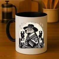 Capybara In Cowboy Hat And Poncho Dance Mexico Coffee Mug thumb 4