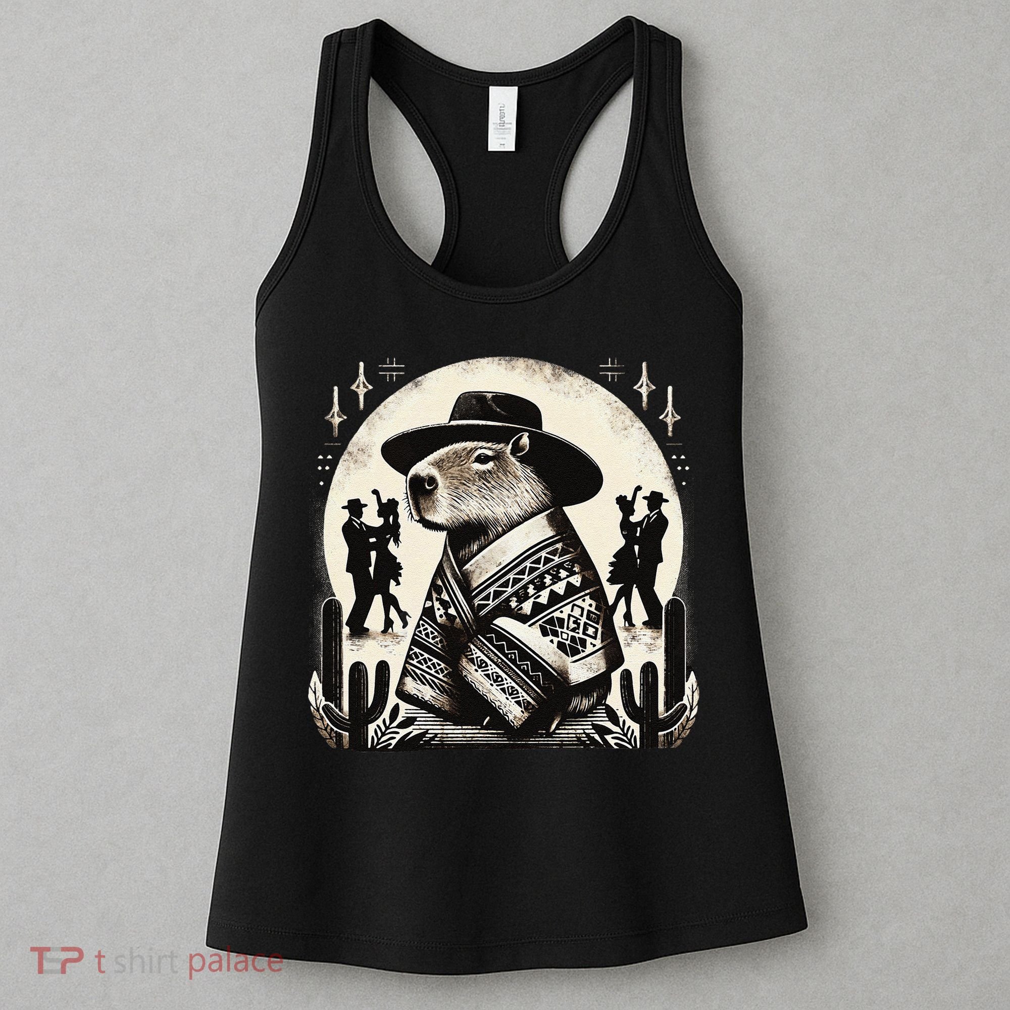 Capybara In Cowboy Hat And Poncho Dance Mexico Women's Tank Top
