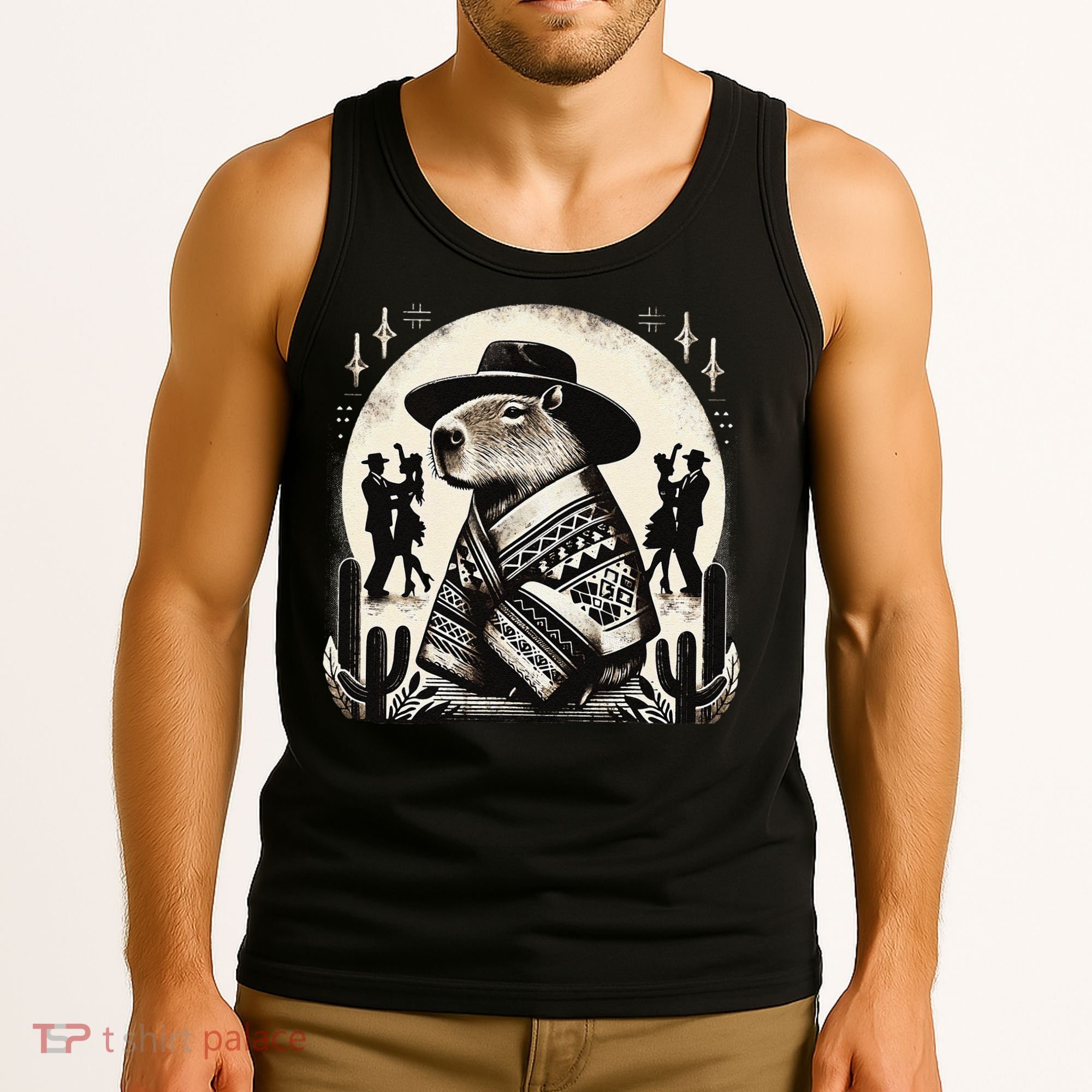 Capybara In Cowboy Hat And Poncho Dance Mexico Tank Top