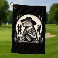 Capybara In Cowboy Hat And Poncho Dance Mexico Golf Towel thumb 1