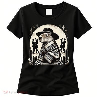 Capybara In Cowboy Hat And Poncho Dance Mexico Women's T-Shirt