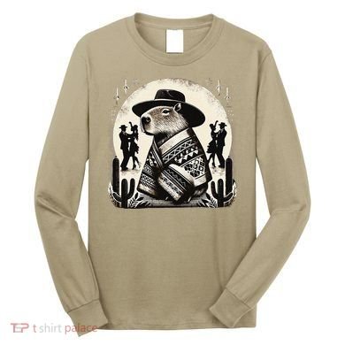Capybara In Cowboy Hat And Poncho Dance Mexico Long Sleeve Shirt