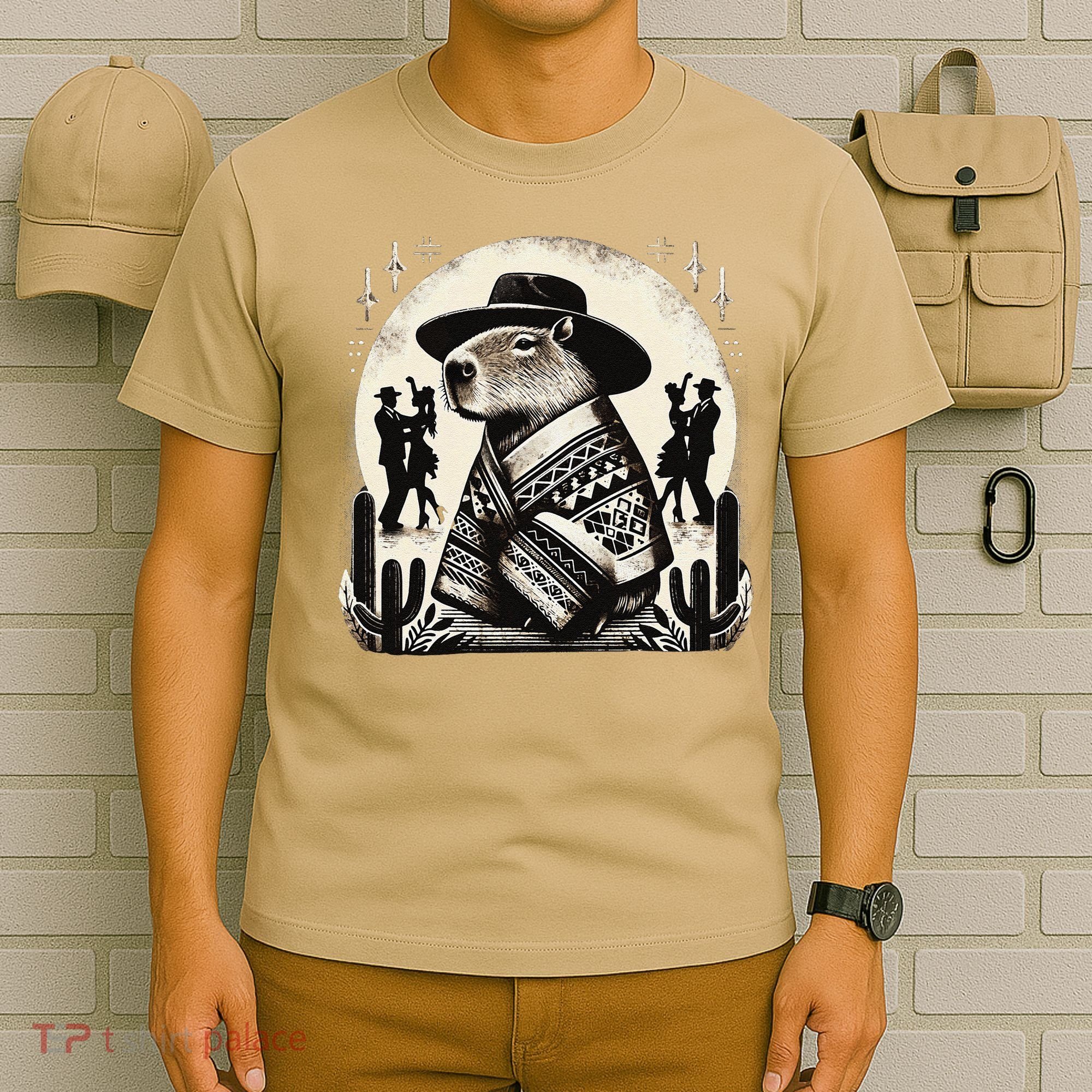 Capybara In Cowboy Hat And Poncho Dance Mexico T-Shirt