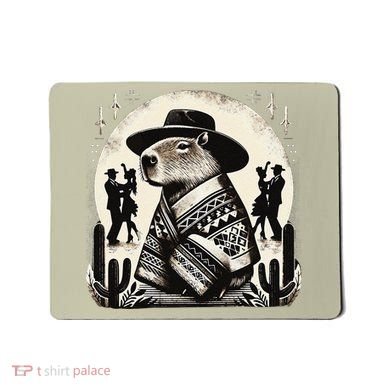 Capybara In Cowboy Hat And Poncho Dance Mexico Mousepad
