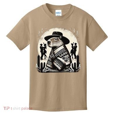 Capybara In Cowboy Hat And Poncho Dance Mexico Kids T-Shirt
