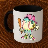 Cool Ice Cream Drip Baseball Spots Baseball Drip Coffee Mug thumb 2