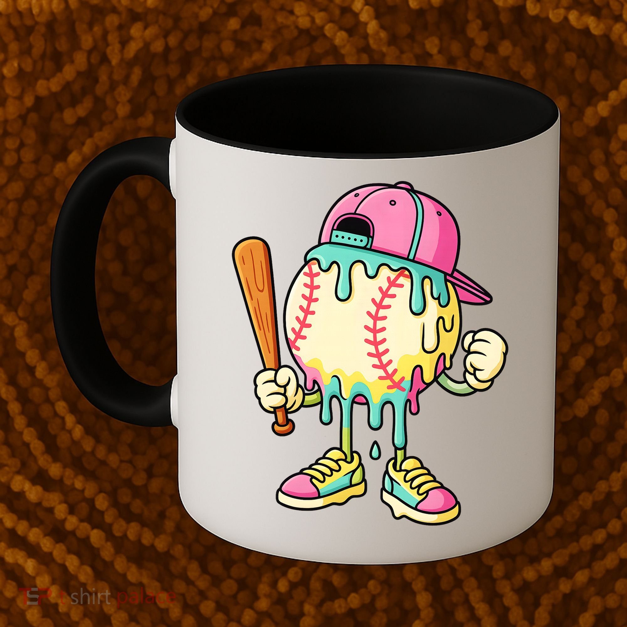 Cool Ice Cream Drip Baseball Spots Baseball Drip Coffee Mug