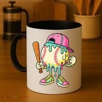 Cool Ice Cream Drip Baseball Spots Baseball Drip Coffee Mug thumb 4