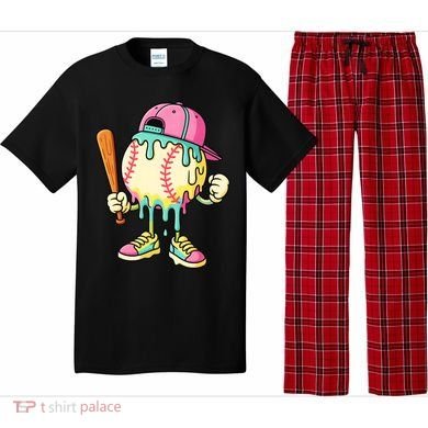 Cool Ice Cream Drip Baseball Spots Baseball Drip Pajama Set