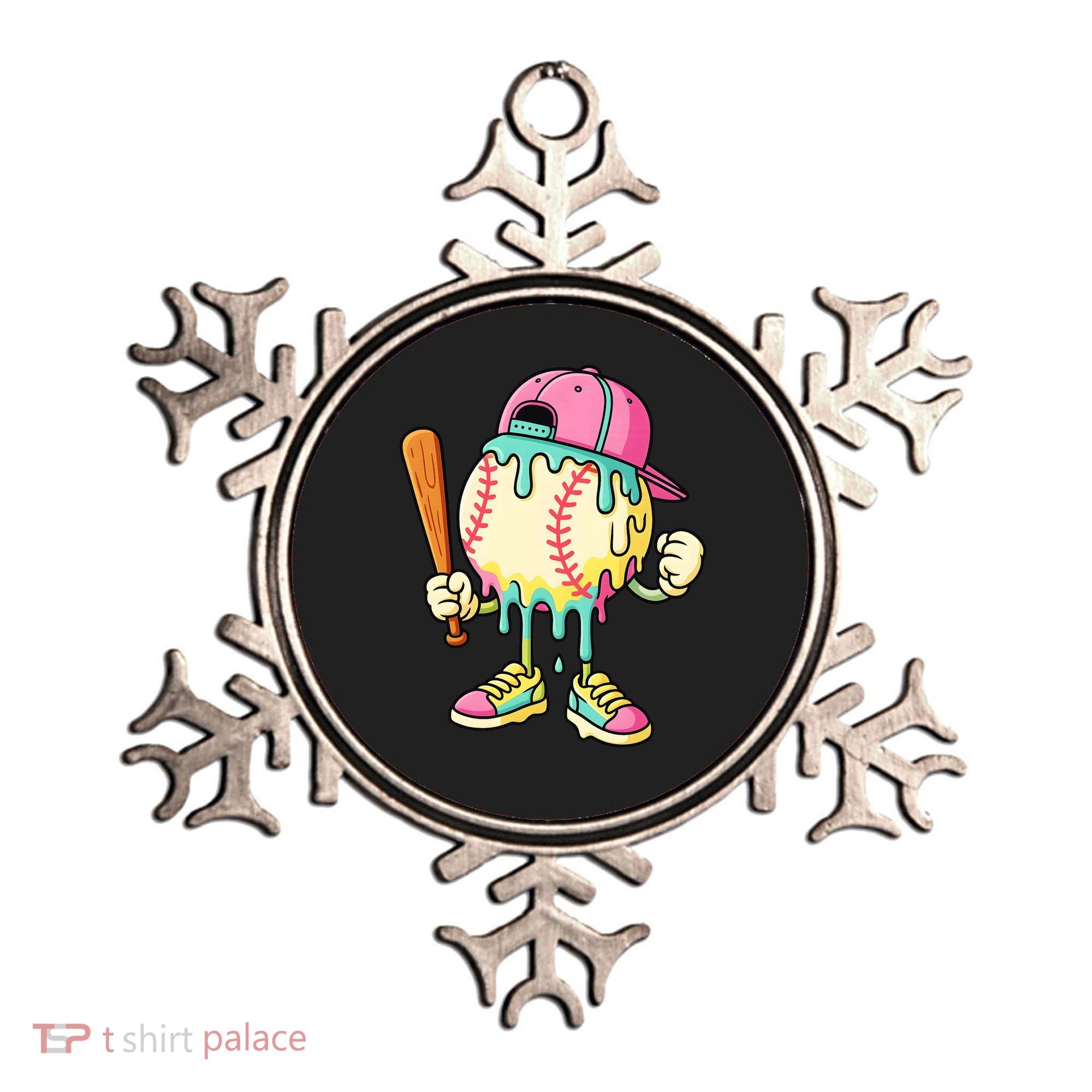 Cool Ice Cream Drip Baseball Spots Baseball Drip Ornament
