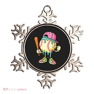 Cool Ice Cream Drip Baseball Spots Baseball Drip Ornament