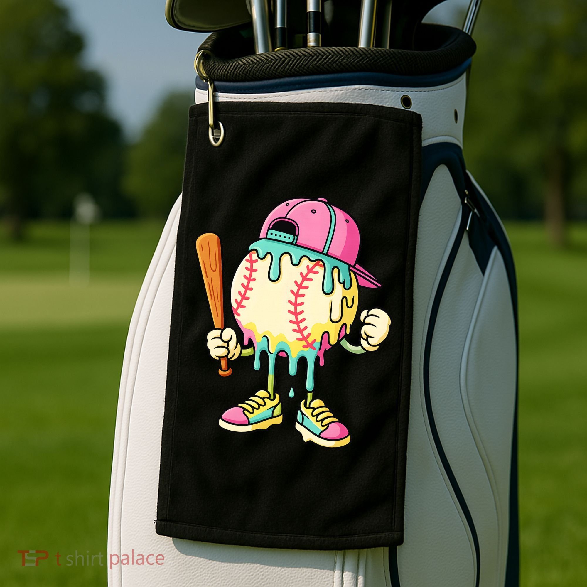 Cool Ice Cream Drip Baseball Spots Baseball Drip Golf Towel