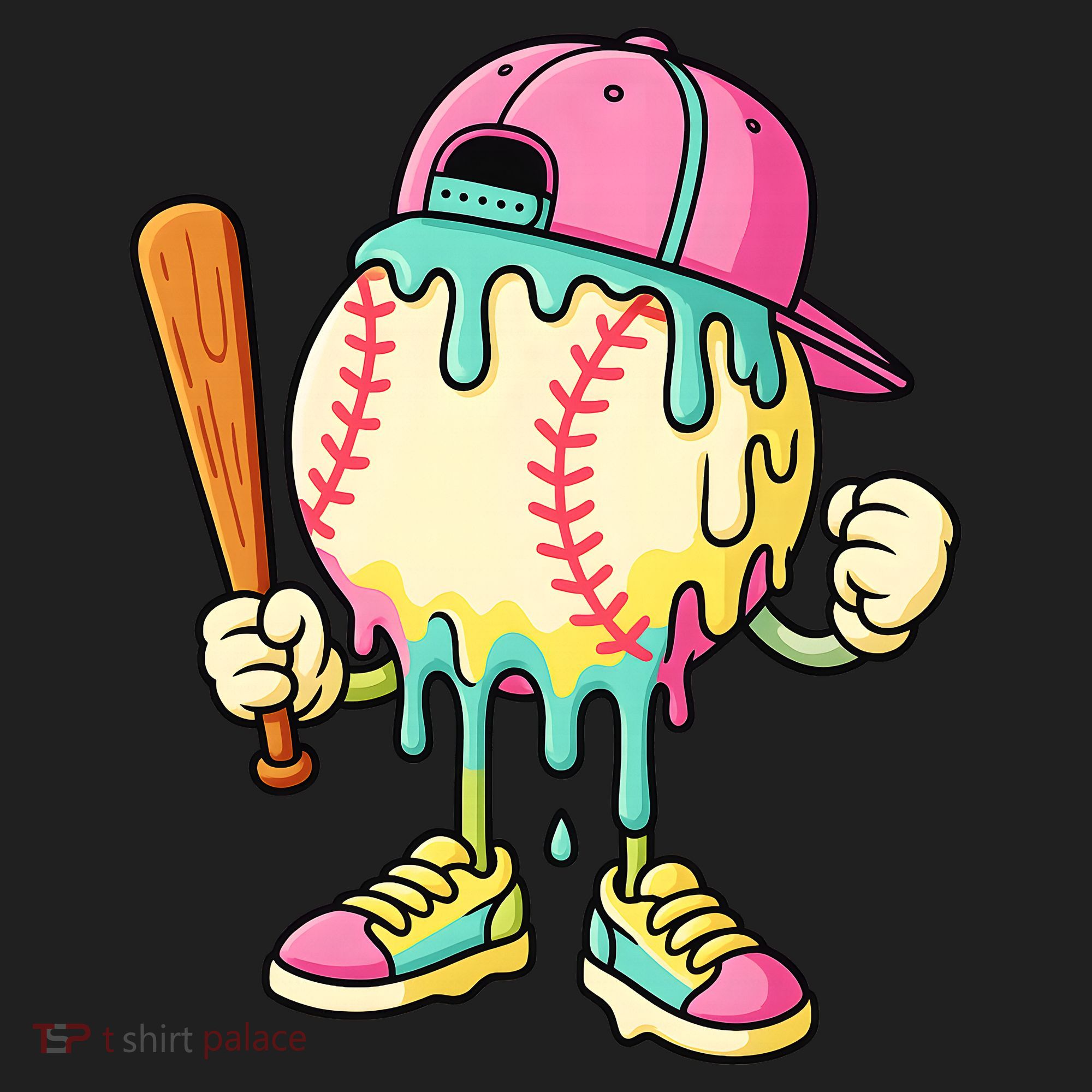 Cool Ice Cream Drip Baseball Spots Baseball Drip Golf Towel