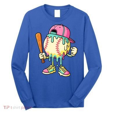 Cool Ice Cream Drip Baseball Spots Baseball Drip Long Sleeve Shirt