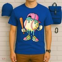 Cool Ice Cream Drip Baseball Spots Baseball Drip T-Shirt thumb 6