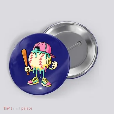 Cool Ice Cream Drip Baseball Spots Baseball Drip Button