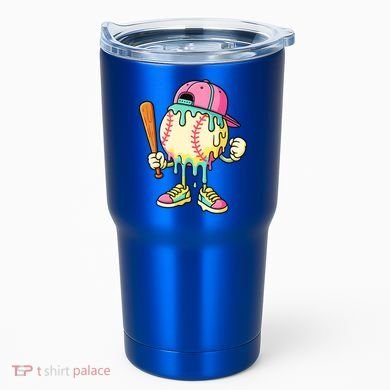 Cool Ice Cream Drip Baseball Spots Baseball Drip Tumbler