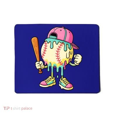 Cool Ice Cream Drip Baseball Spots Baseball Drip Mousepad
