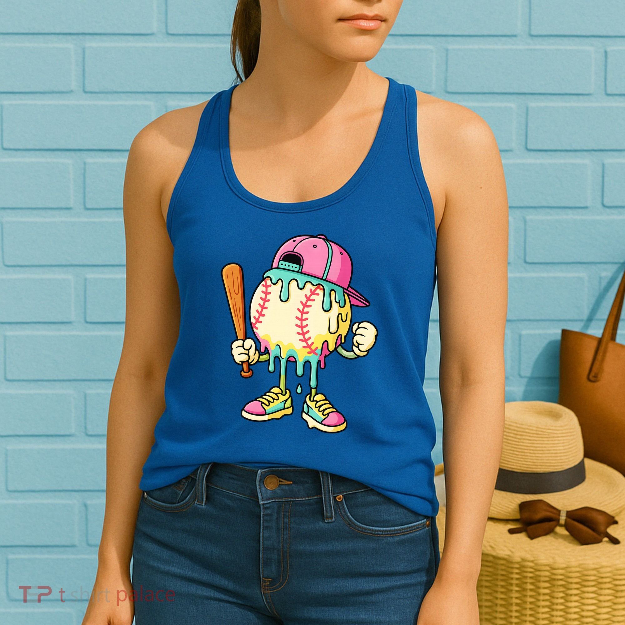 Cool Ice Cream Drip Baseball Spots Baseball Drip Women's Tank Top