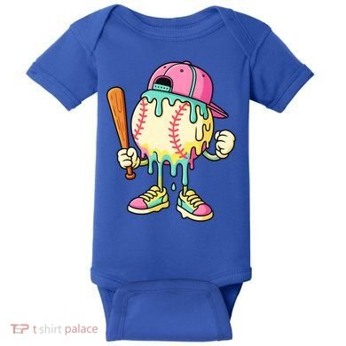 Cool Ice Cream Drip Baseball Spots Baseball Drip Baby Bodysuit