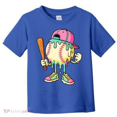 Cool Ice Cream Drip Baseball Spots Baseball Drip Toddler T-Shirt