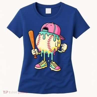 Cool Ice Cream Drip Baseball Spots Baseball Drip Women's T-Shirt