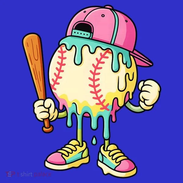 Cool Ice Cream Drip Baseball Spots Baseball Drip Women's T-Shirt