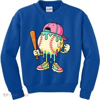 Cool Ice Cream Drip Baseball Spots Baseball Drip Kids Sweatshirt