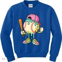 Cool Ice Cream Drip Baseball Spots Baseball Drip Kids Sweatshirt thumb 0