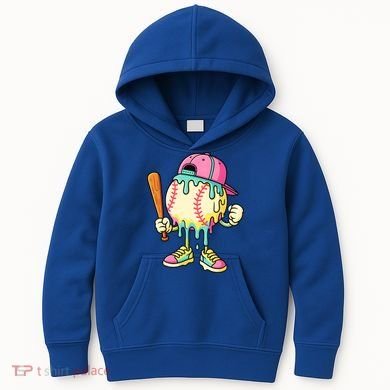 Cool Ice Cream Drip Baseball Spots Baseball Drip Kids Hoodie