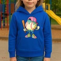 Cool Ice Cream Drip Baseball Spots Baseball Drip Kids Hoodie thumb 3