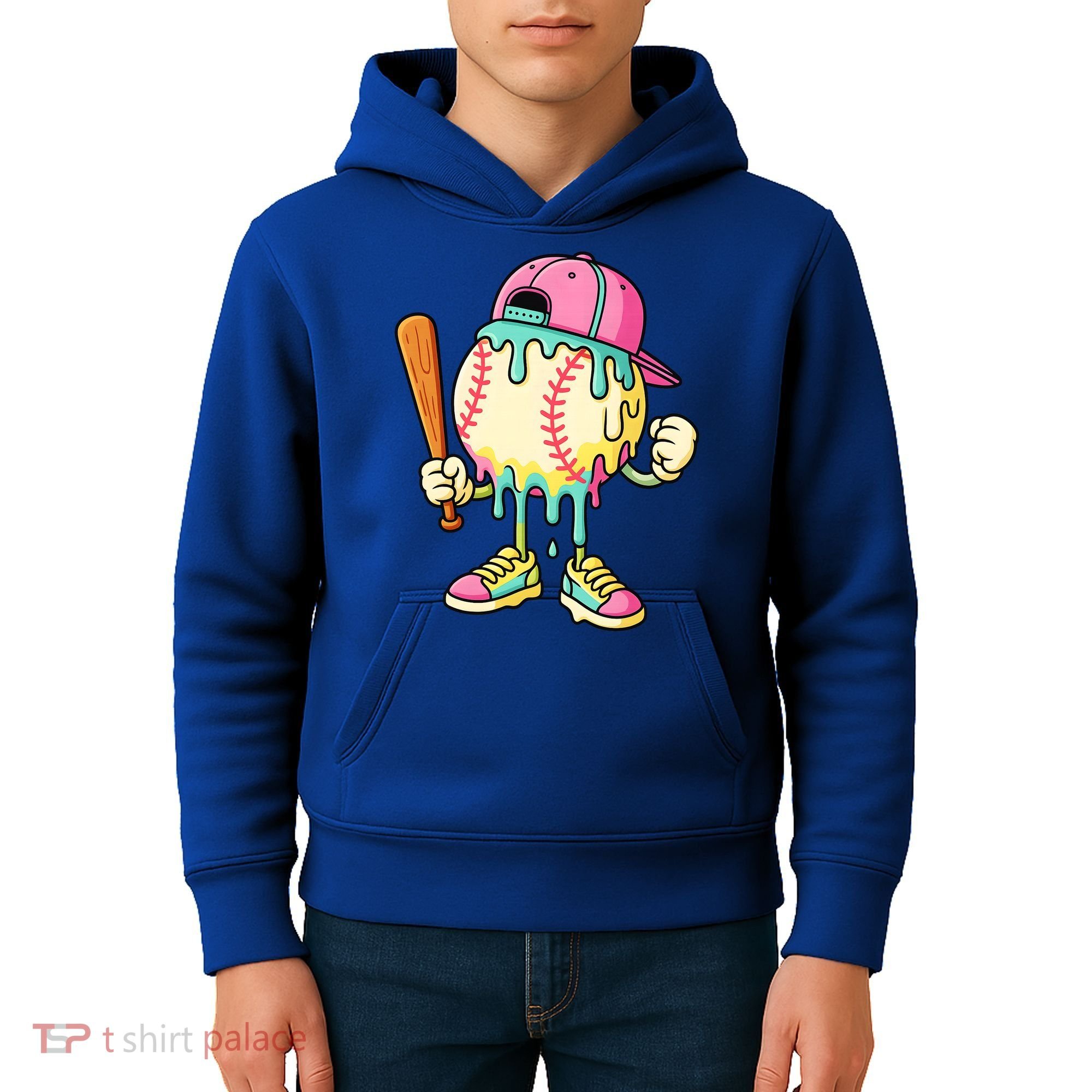 Cool Ice Cream Drip Baseball Spots Baseball Drip Kids Hoodie