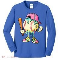 Cool Ice Cream Drip Baseball Spots Baseball Drip Kids Long Sleeve Shirt thumb 0