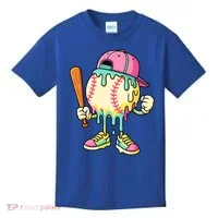 Cool Ice Cream Drip Baseball Spots Baseball Drip Kids T-Shirt thumb 0