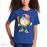 Cool Ice Cream Drip Baseball Spots Baseball Drip Kids T-Shirt thumb 2
