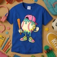 Cool Ice Cream Drip Baseball Spots Baseball Drip Kids T-Shirt thumb 3