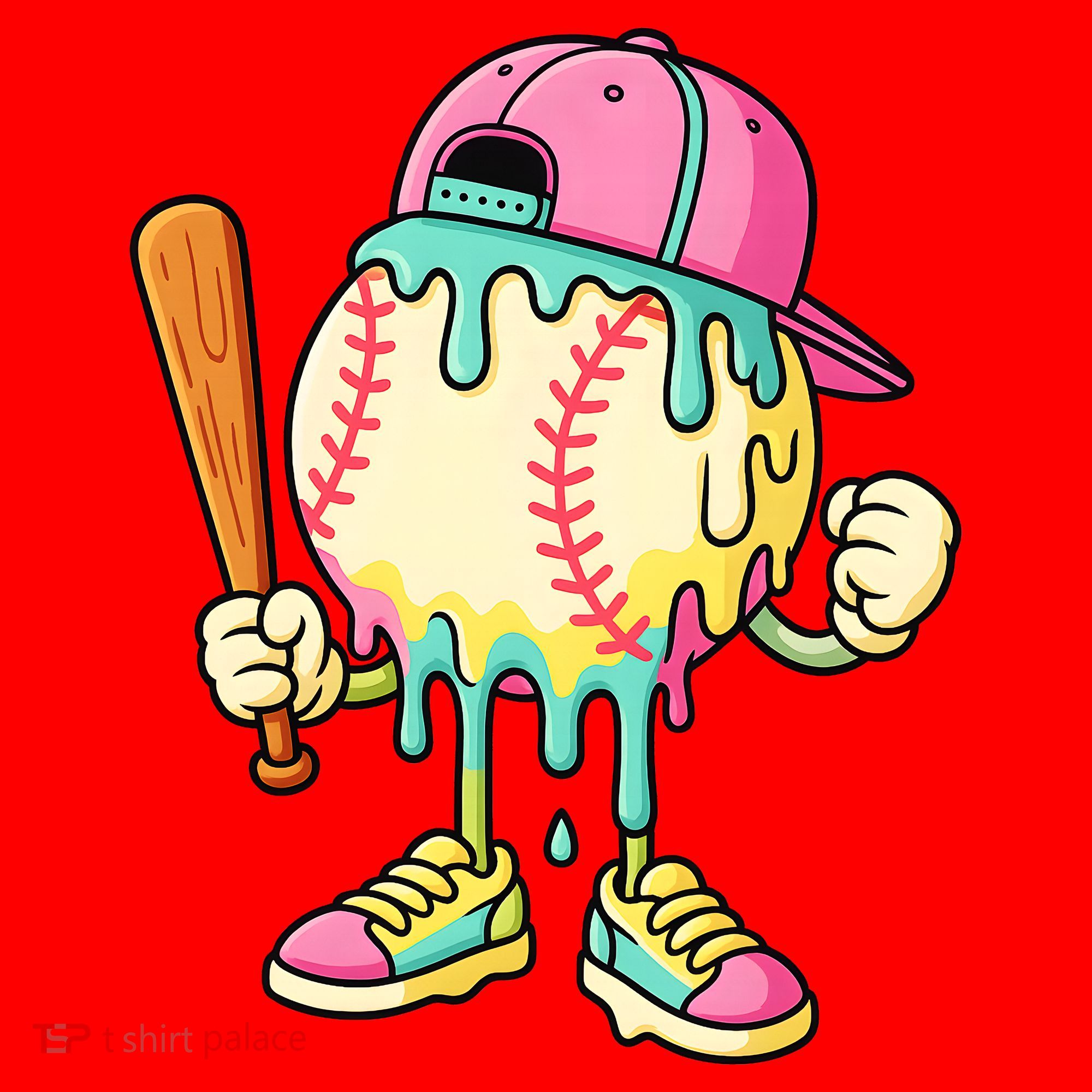 Cool Ice Cream Drip Baseball Spots Baseball Drip Santa Hat