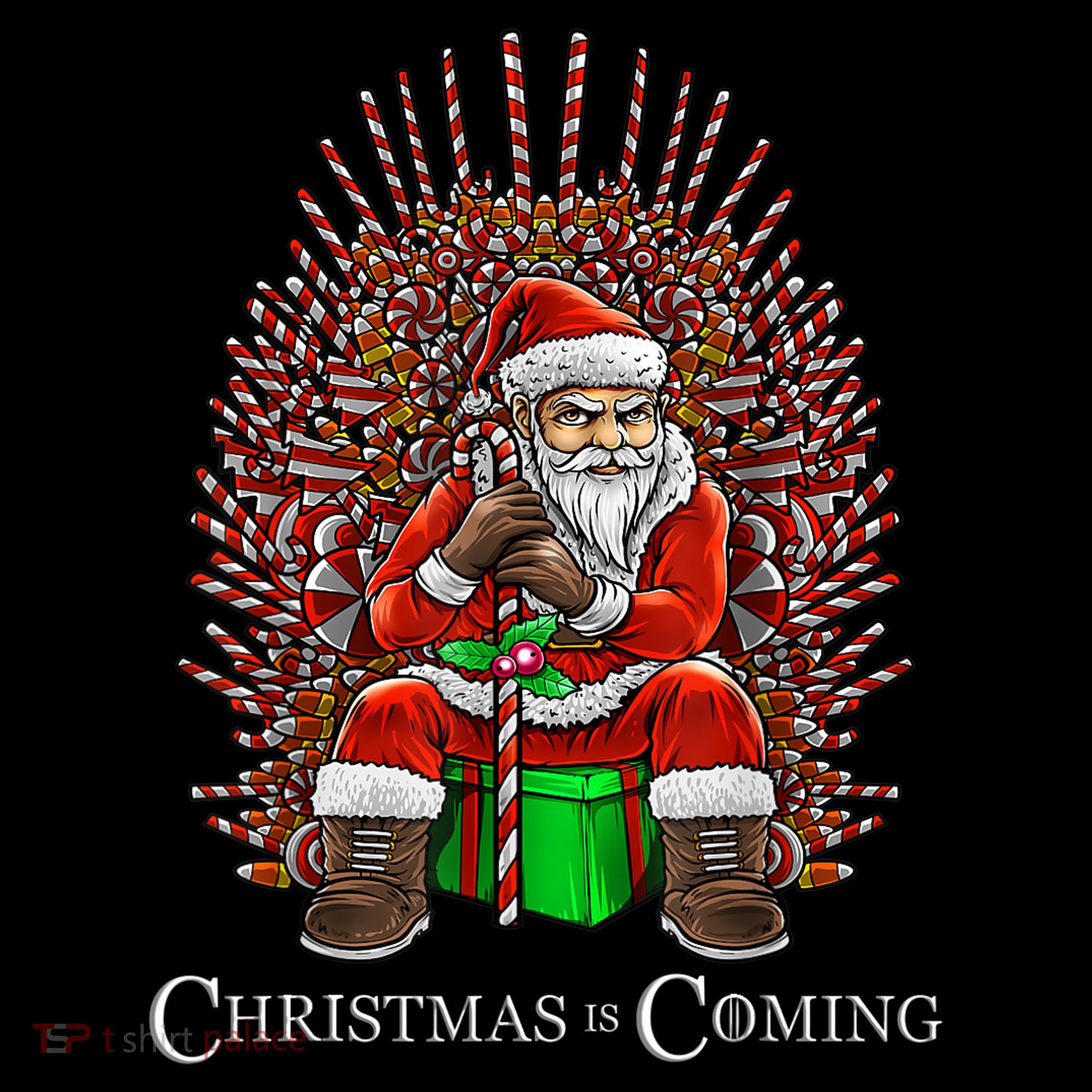 Christmas Is Coming Santa Sitting On Throne Funny Christmas TShirt Coffee Mug