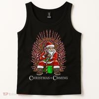 Christmas Is Coming Santa Sitting On Throne Funny Christmas TShirt Tank Top thumb 2