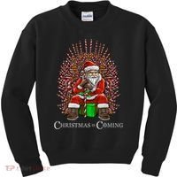 Christmas Is Coming Santa Sitting On Throne Funny Christmas TShirt Kids Sweatshirt thumb 0